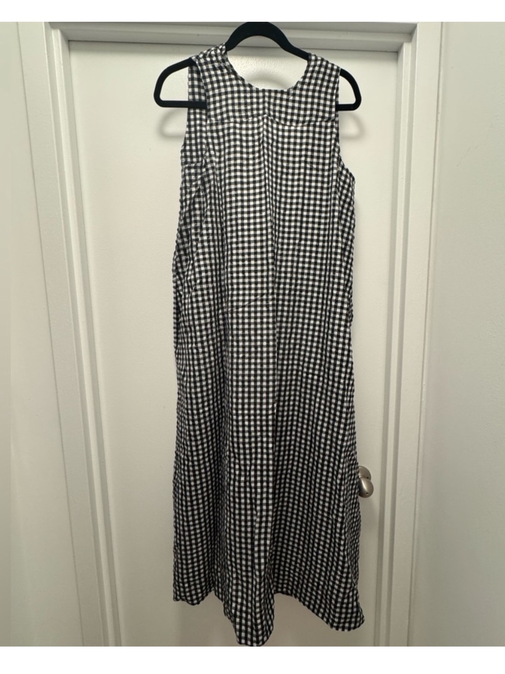 Ganni Black and White Gingham Sleeveless Maxi Skirt